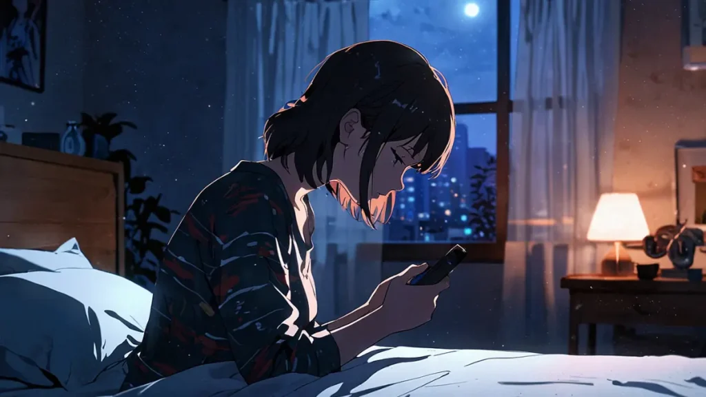the-office-girl-cmoa-volumes-woman-relaxing-on-bed-at-night
