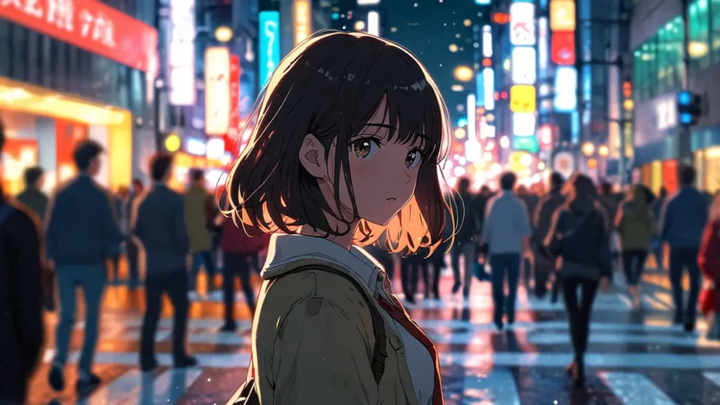 the-office-girl-raw-faq-woman-walking-through-neon-city-crowd