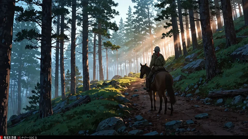 the-nihon-sangoku-latest-chapter-messenger-on-horseback-in-forest