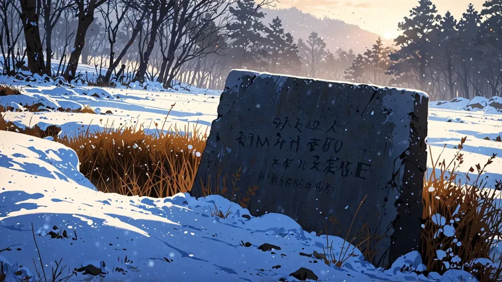 the-nihon-sangoku-latest-chapter-stone-monument-in-snow