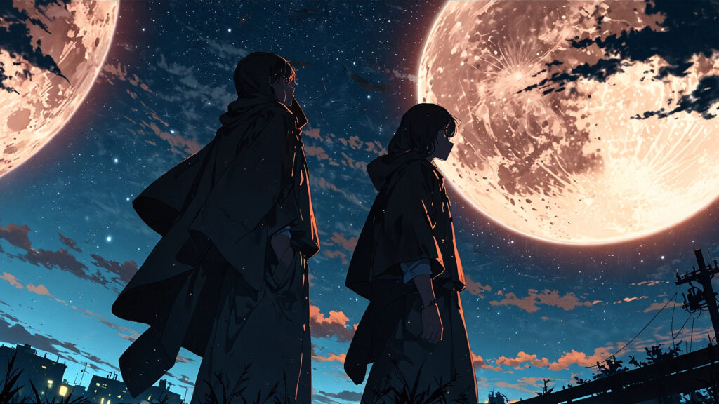 the-nihon-sangoku-tsune-seiki-two-silhouettes-under-a-huge-moon
