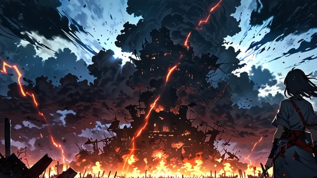 the-black-butler-undertaker-strength-vs-sebastian-burning-ruins